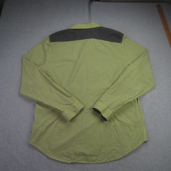 GUESS Shirt Mens XL Yellow Green Plaid Slim Fit Button Up Long Sleeve Casual UAE - Picture 6 of 16